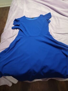SHEIN Cobalt Blue Fit & Flare Midi Dress